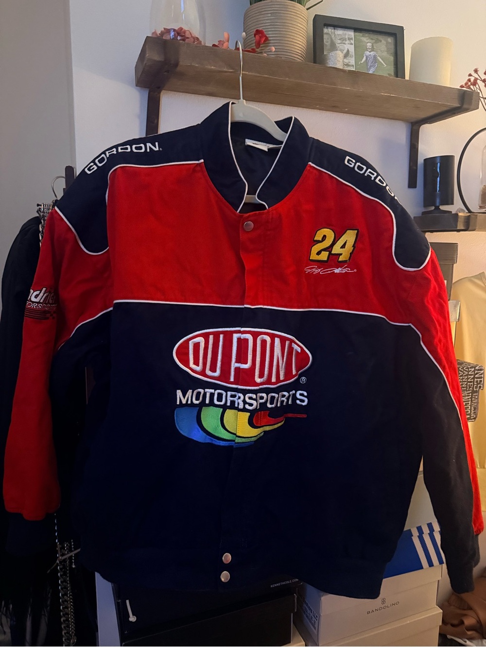 DuPont Motorsports Men's Red and Navy Racing Bomber Jacket
